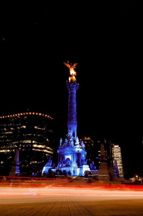 Free Stunning night view of the Angel of Independence in Mexico City, illuminated beautifully. Stock Photo