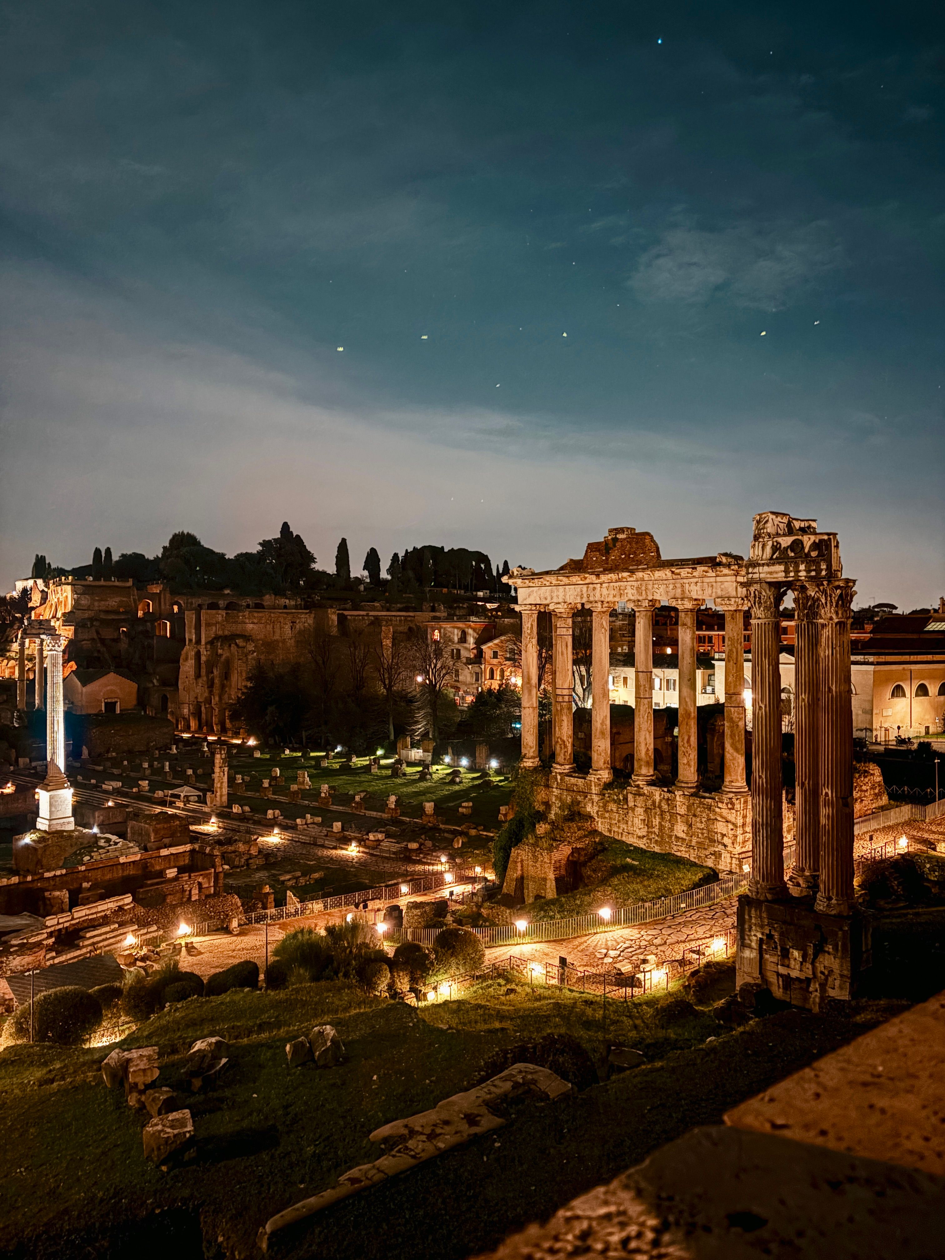 Enchanting Roman Forum at Night in Rome · Free Stock Photo