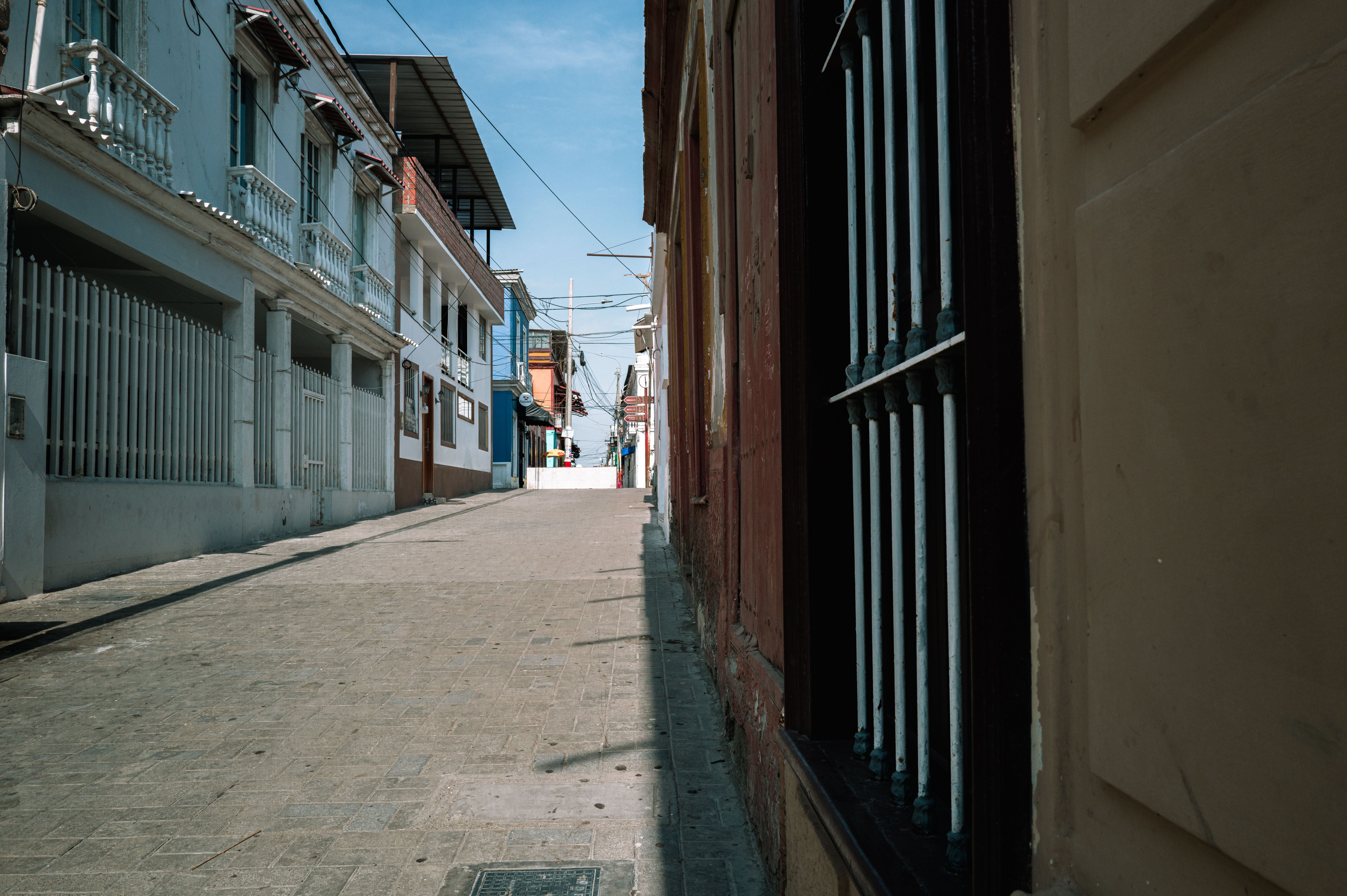 Colorful Caribbean street and local travel scene