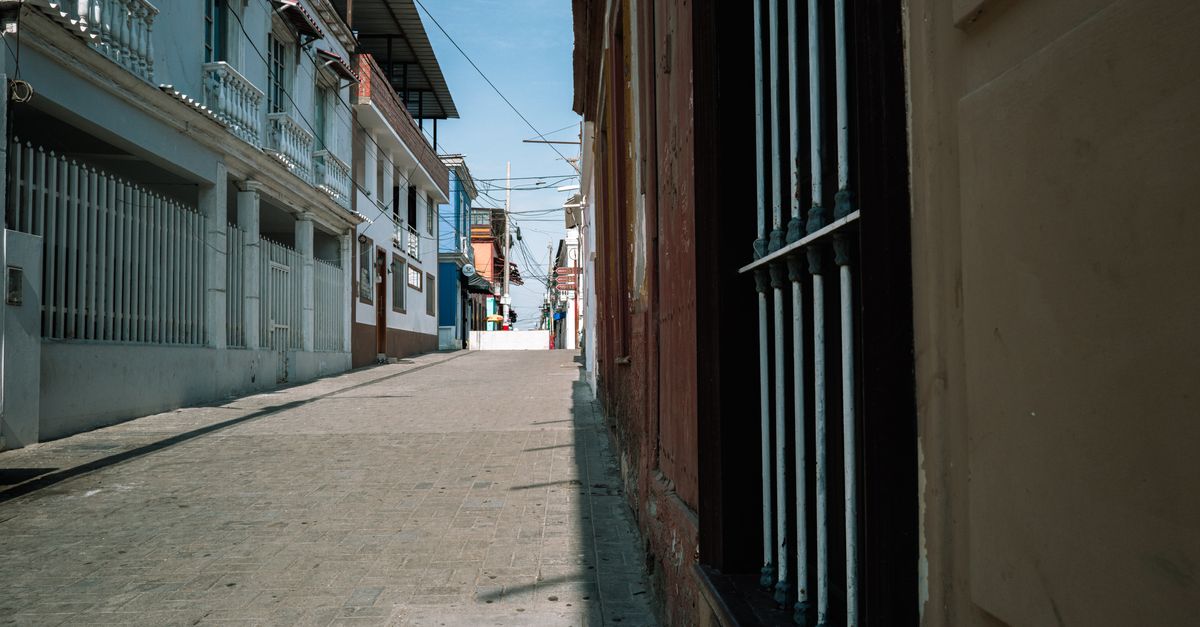 Colorful Caribbean street and local travel scene
