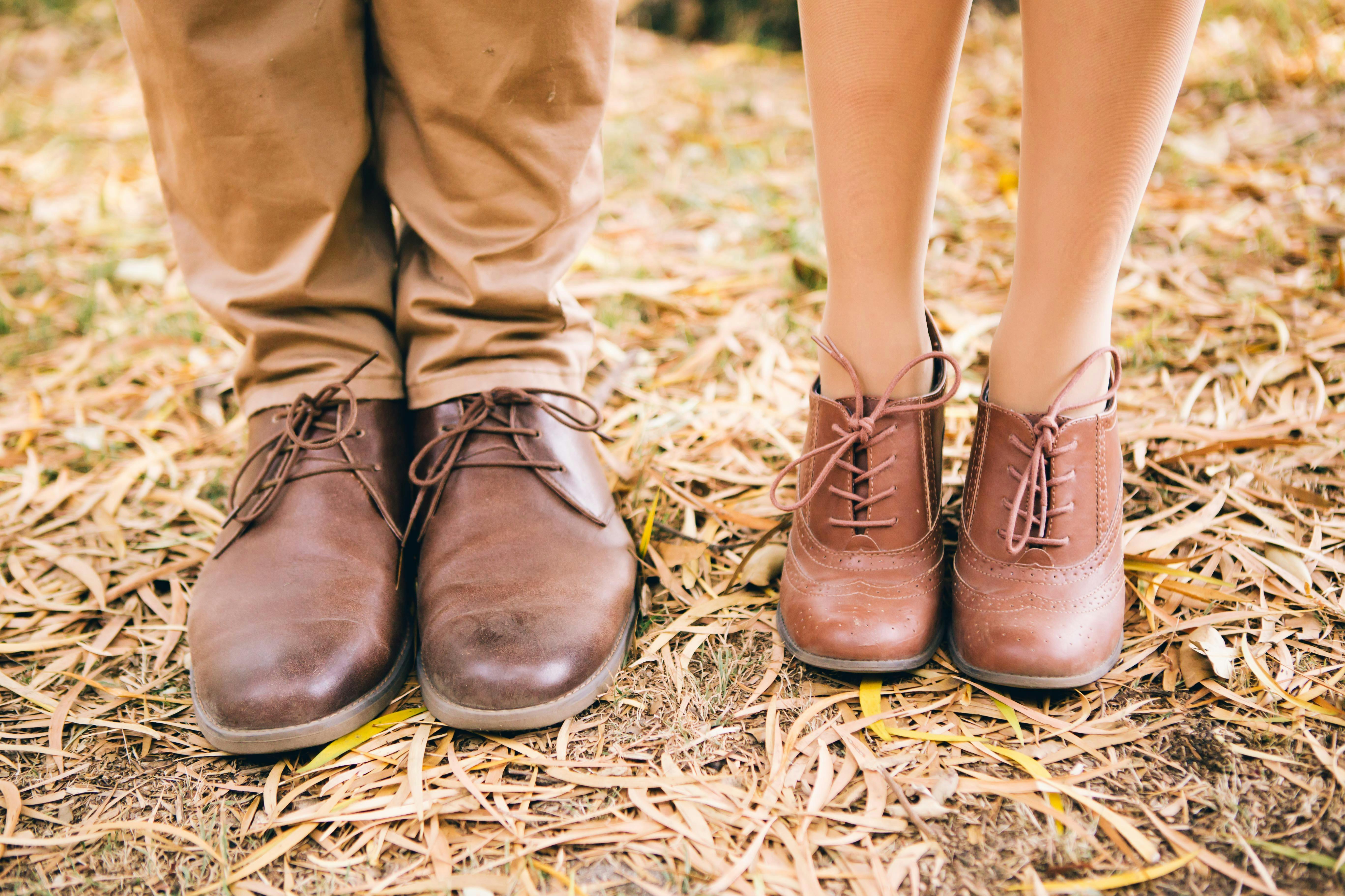 A Photo Of A Couple Wearing A Classic Brown Leather Shoes · Free Stock