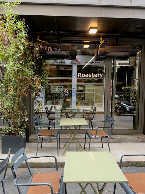 Free A charming outdoor café seating area in Istanbul, perfect for relaxing. Stock Photo