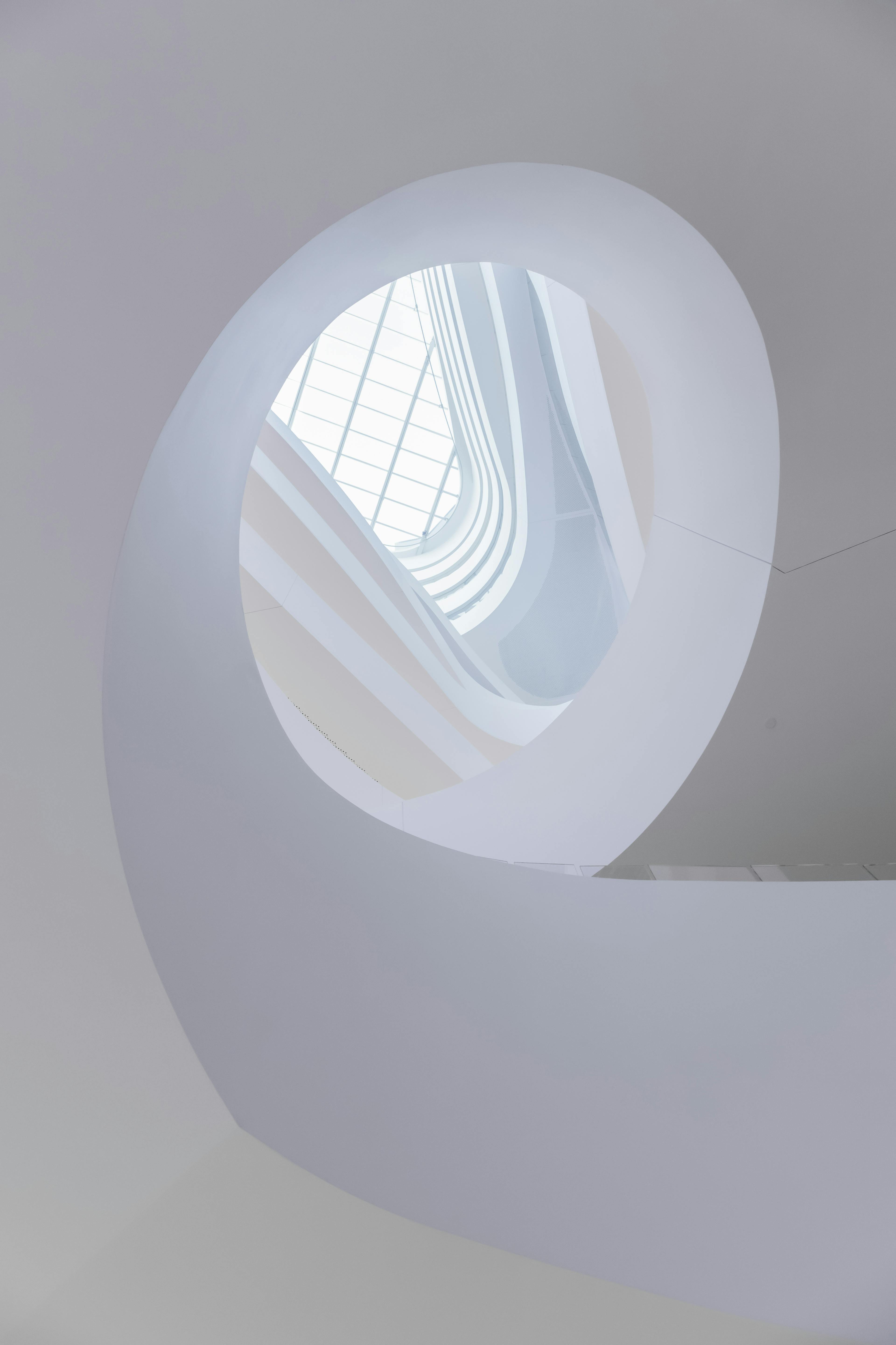 White Concrete  Spiral Staircase