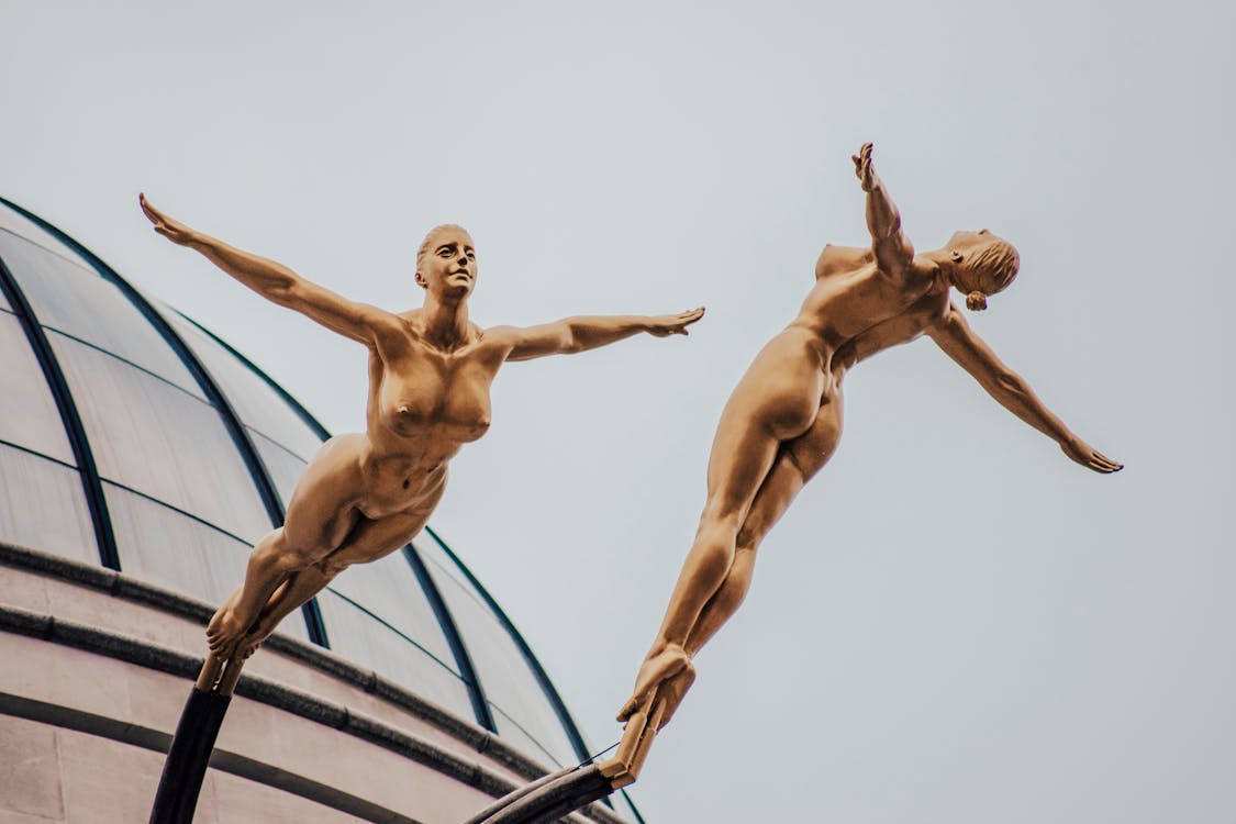 Free Two Gold Nude Woman Statue Stock Photo