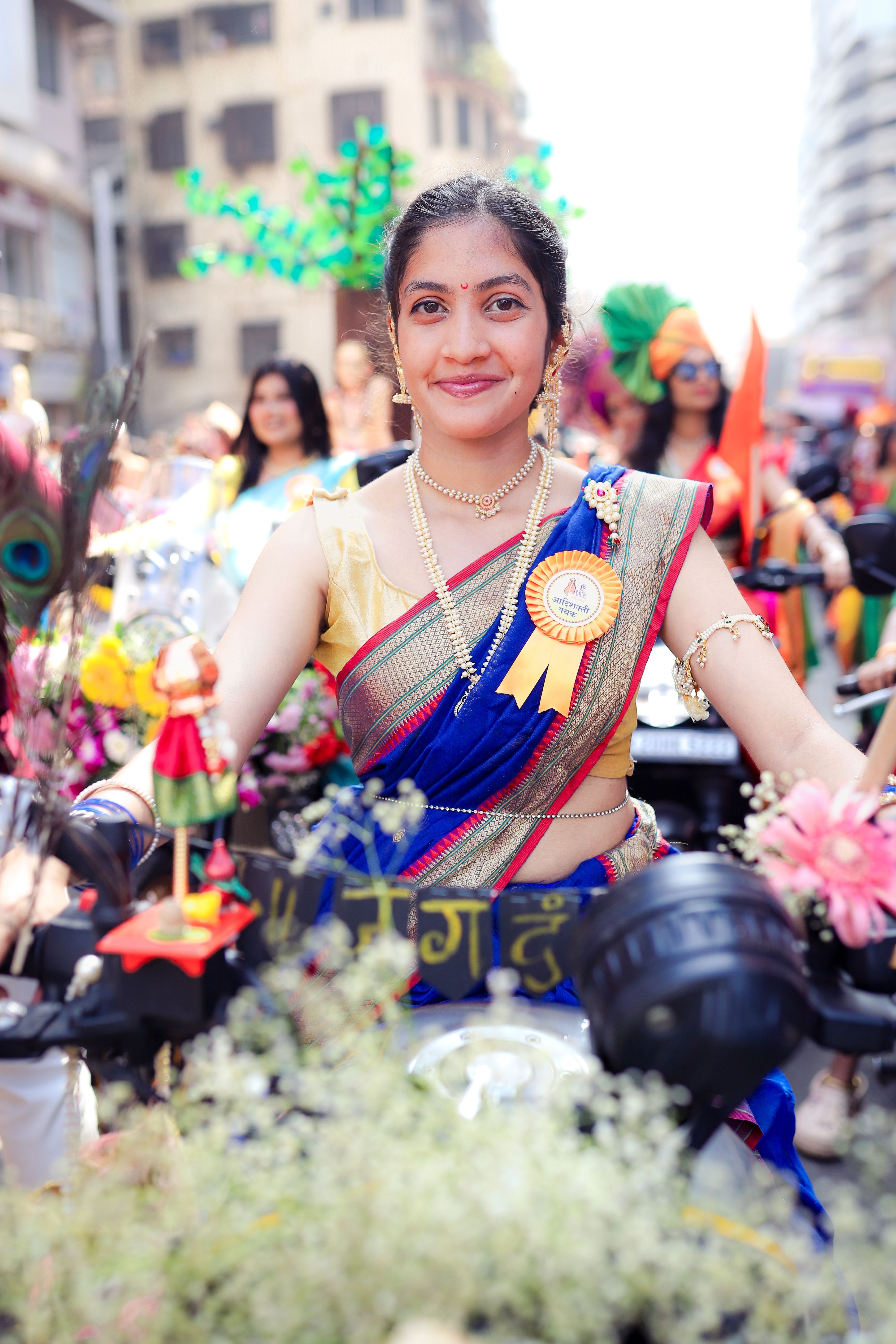 Indian Woman in Traditional Dress at Mumbai Parade · Free Stock Photo