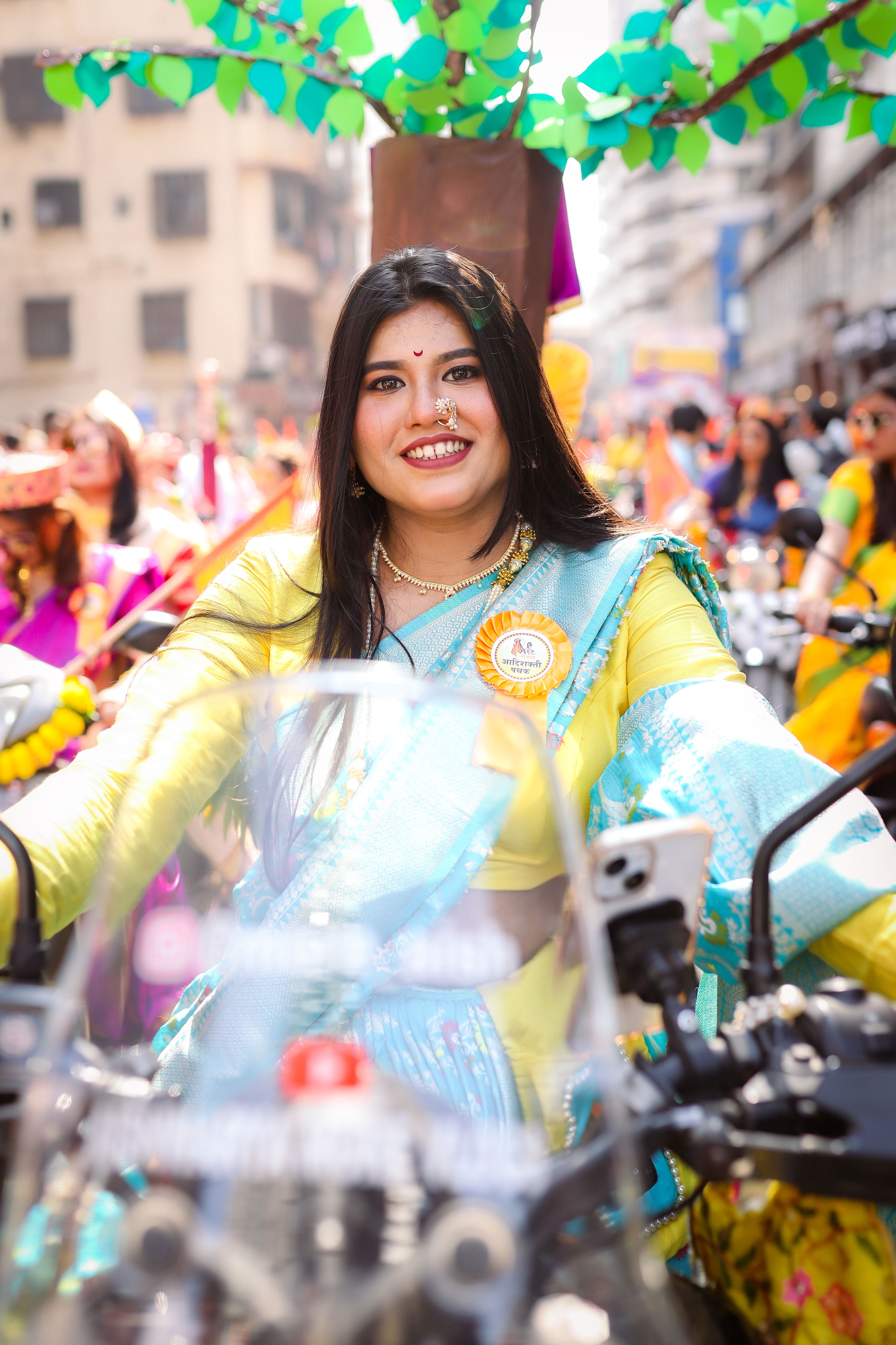Indian Woman in Traditional Dress at Mumbai Parade · Free Stock Photo