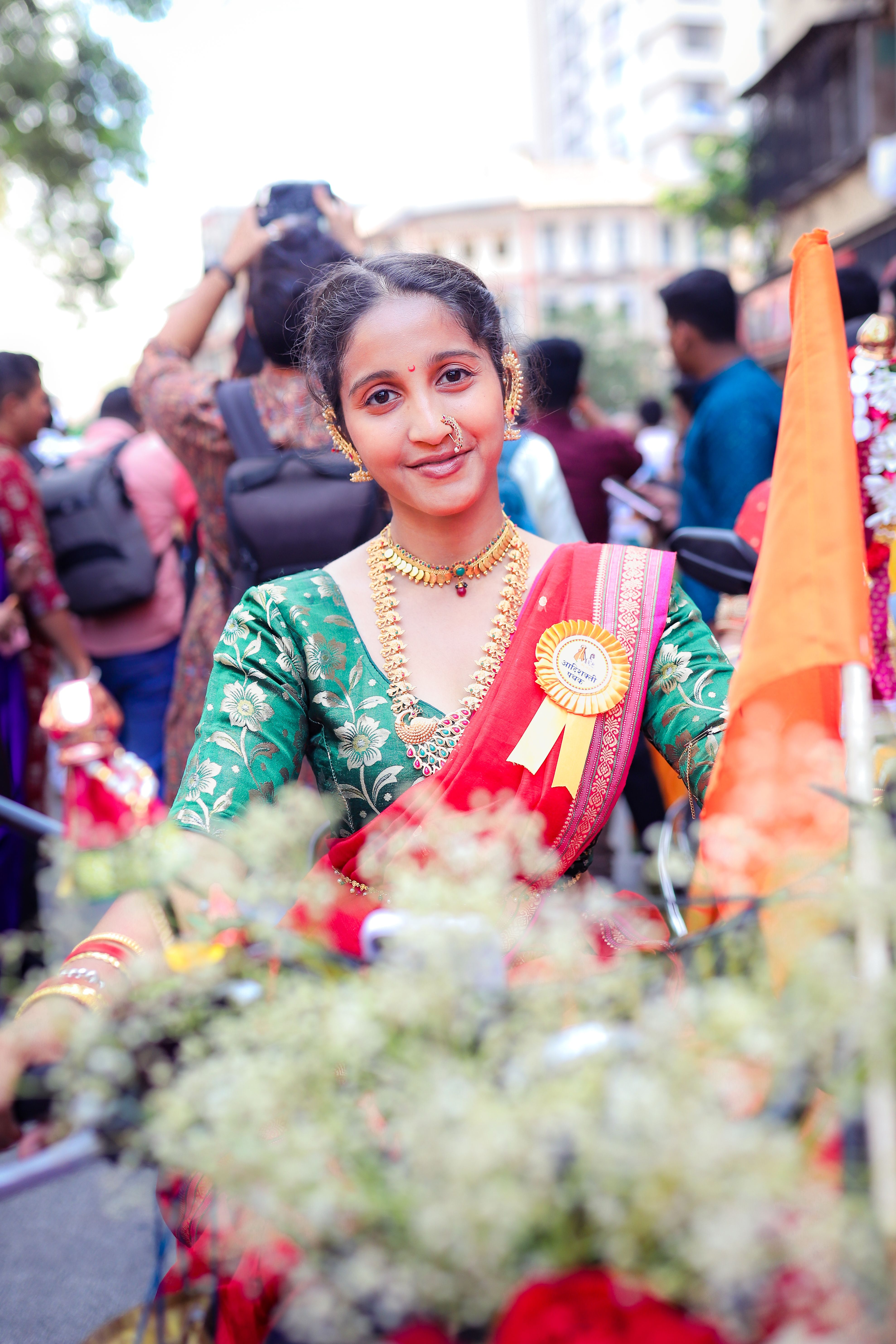 Indian Woman in Traditional Dress at Mumbai Parade · Free Stock Photo