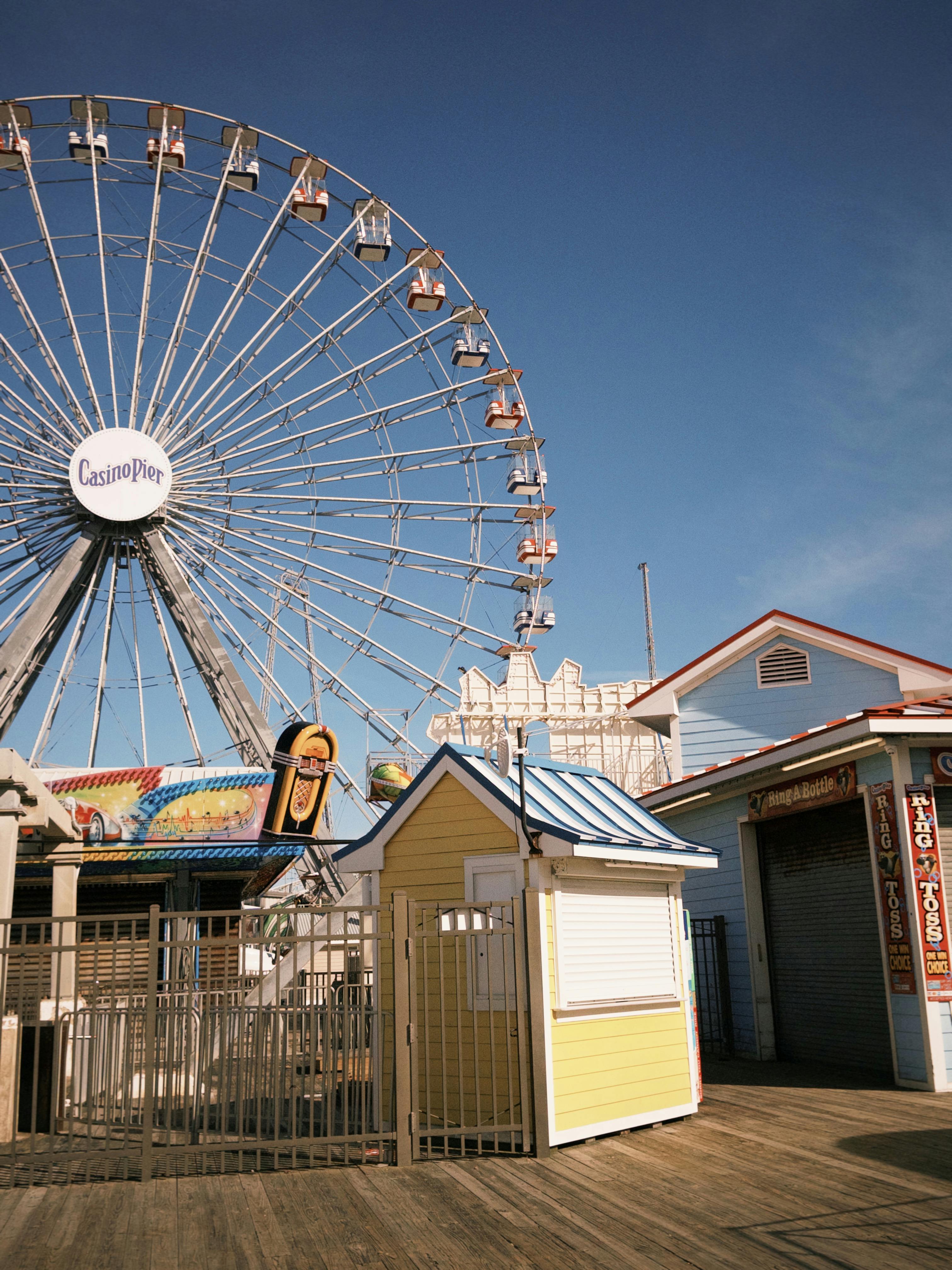 Casino Pier ferris wheel at Seaside Heights New Jersey under blue sky