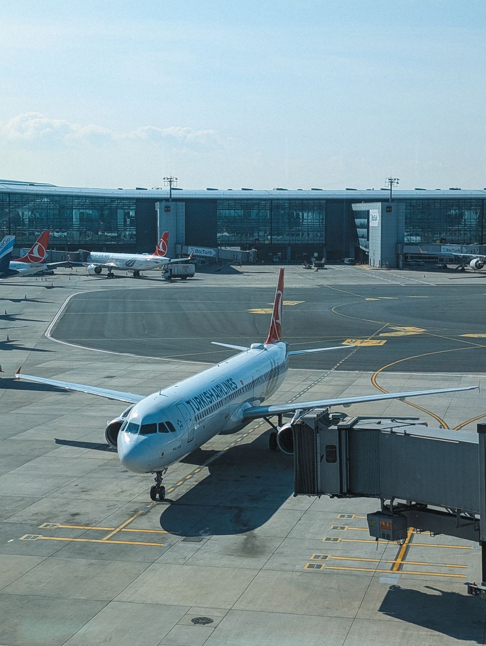 Aviones en el aeropuerto de Estambul en un día despejado