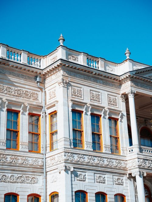 Free Detailed view of a historic building facade with intricate designs in Istanbul, Turkey. Stock Photo