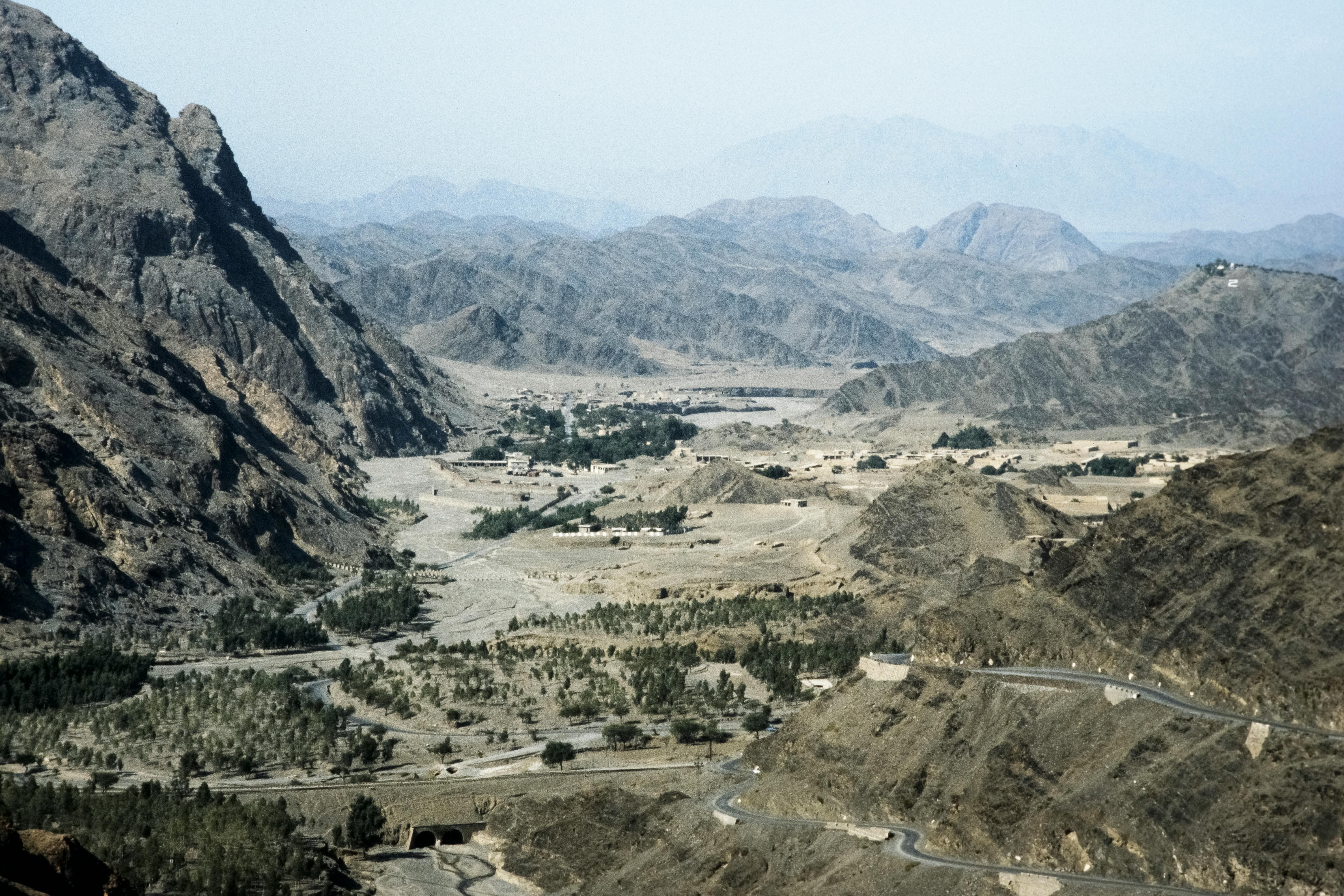 A stunning aerial view of the rocky mountains and valleys in Pakistan.