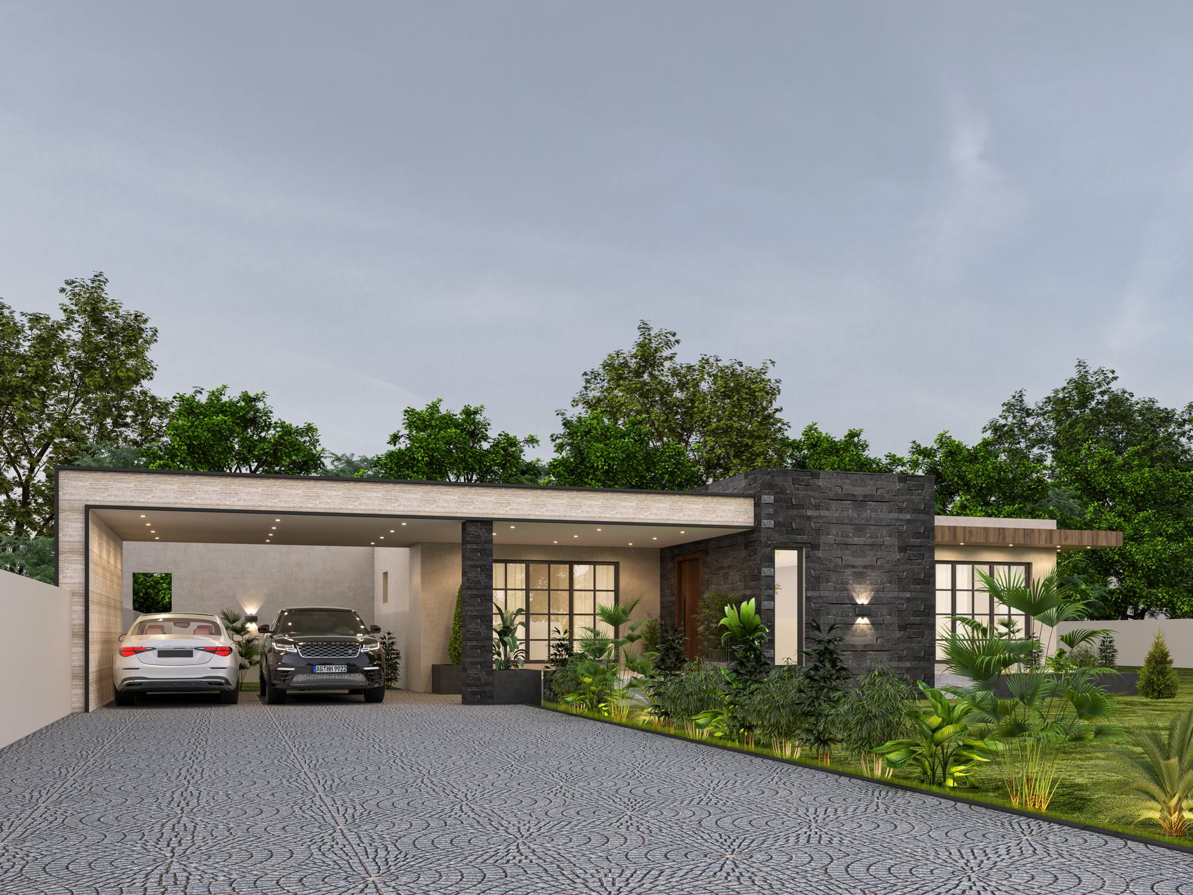 Contemporary bungalow with a concrete driveway in Waterloo. Contemporary bungalow with a concrete driveway in Waterloo.