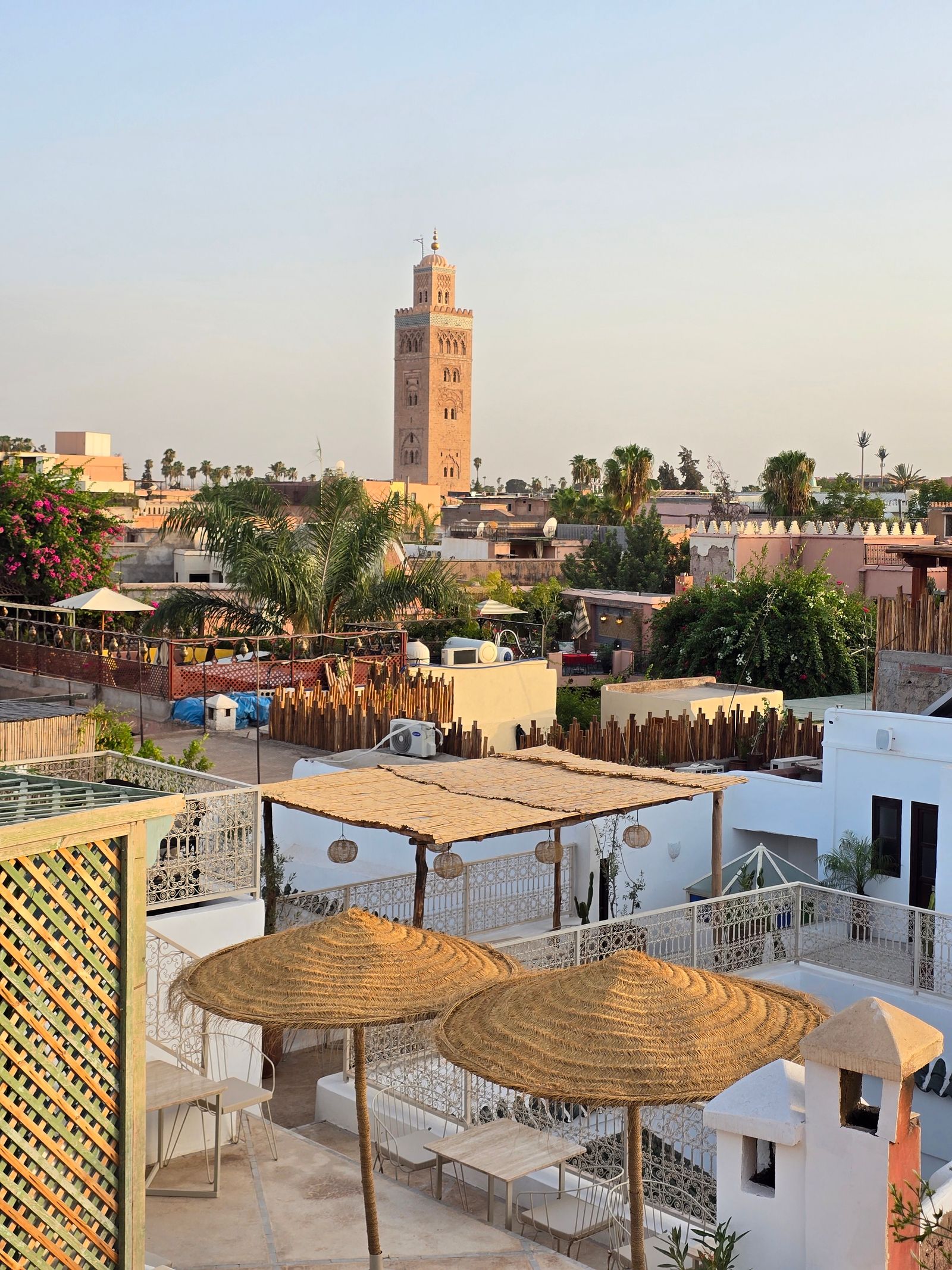 Real photo of Marrakech rooftops and Koutoubia Mosque for car rental in Morocco
