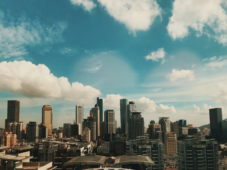 Nanjing - Aerial view of dense urban cityscape