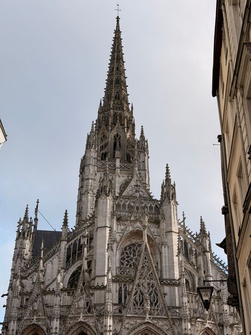 Free Captivating view of Saint-Ouen Abbey Church in Rouen showcasing Gothic architecture. Stock Photo