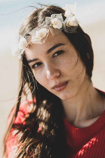 Photo of Woman Wearing White Flower Crown · Free Stock Photo
