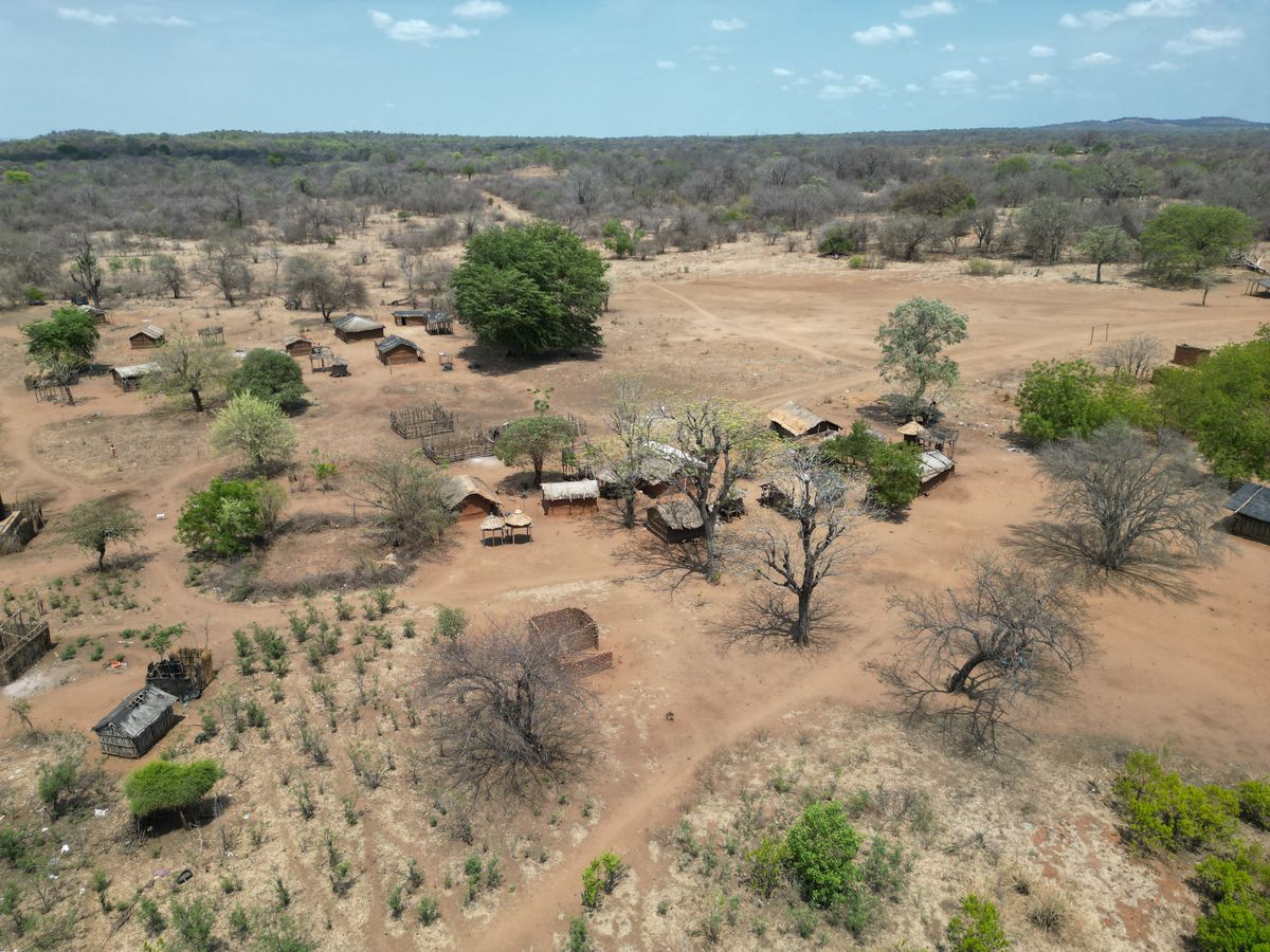 Aerial View of Rural African Village with Traditional Huts · Free Stock ...