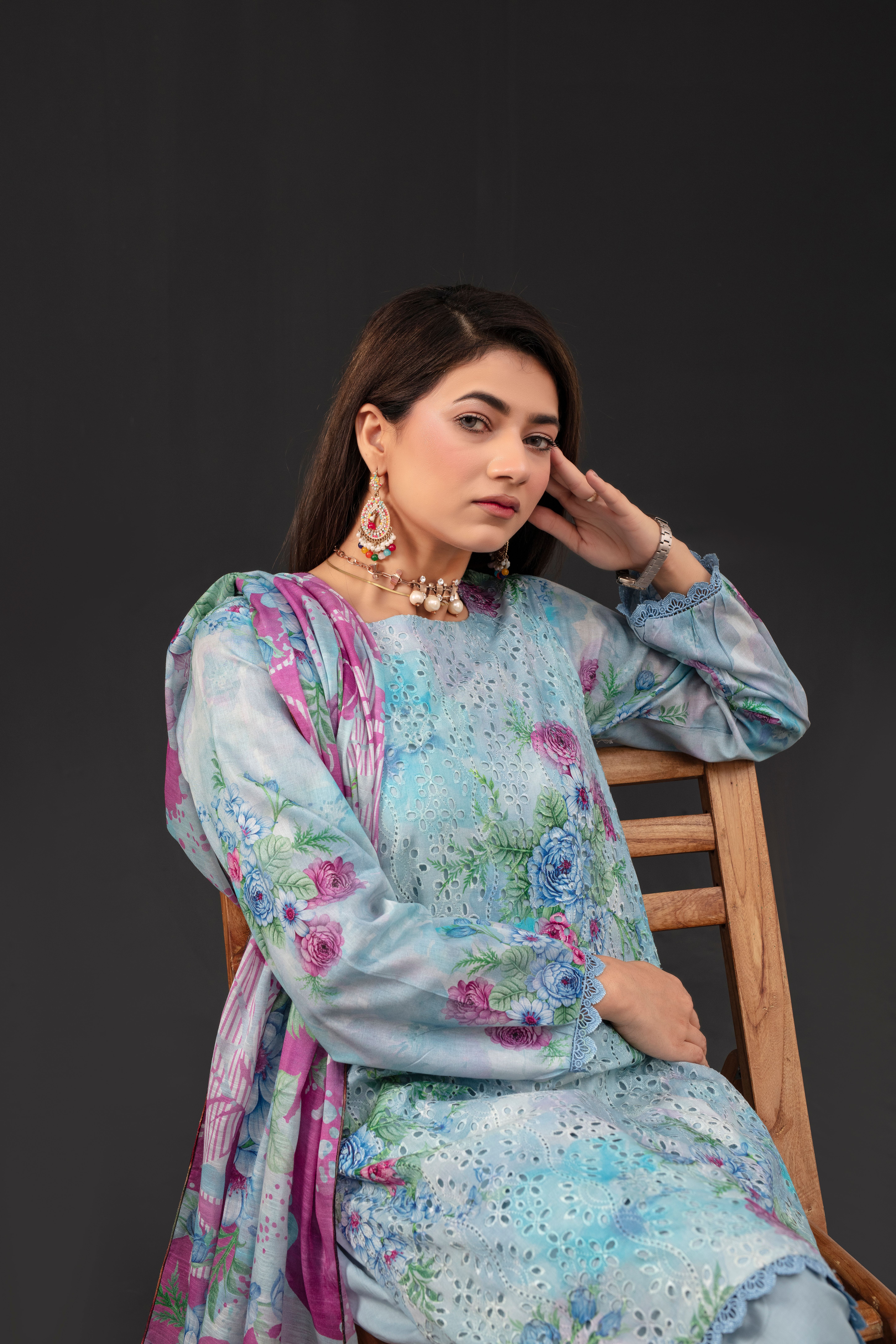 Elegant Woman in Floral Traditional Dress · Free Stock Photo