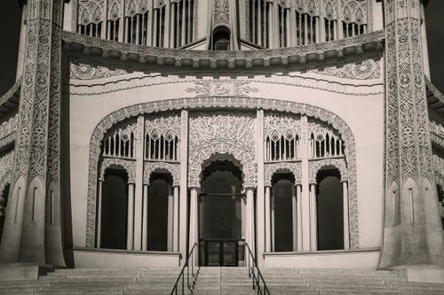 Free Close-up view of the intricate façade of the Bahá'í House of Worship in Wilmette, Illinois. Stock Photo