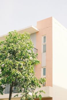 Contemporary villa facade with lush greenery in Ho Chi Minh City, Vietnam.