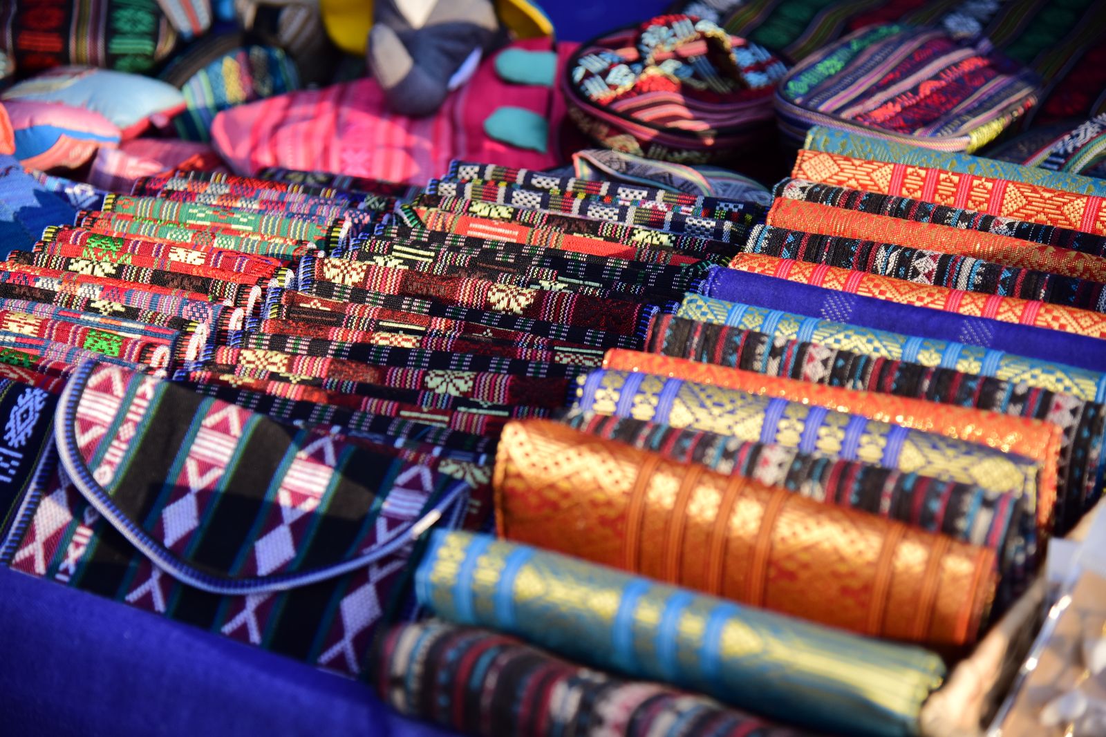 Handmade textiles at artisan market