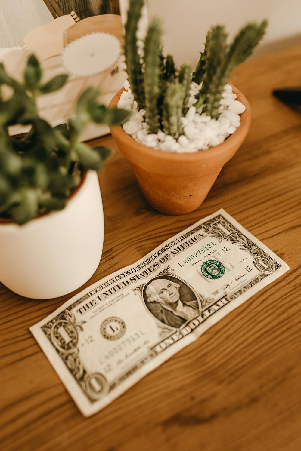 a-1-dollar-bill-at-the-top-of-the-table-free-stock-photo