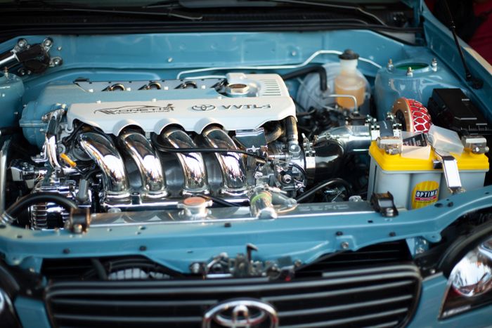 Engine bay after 3M rodent repellent treatment application