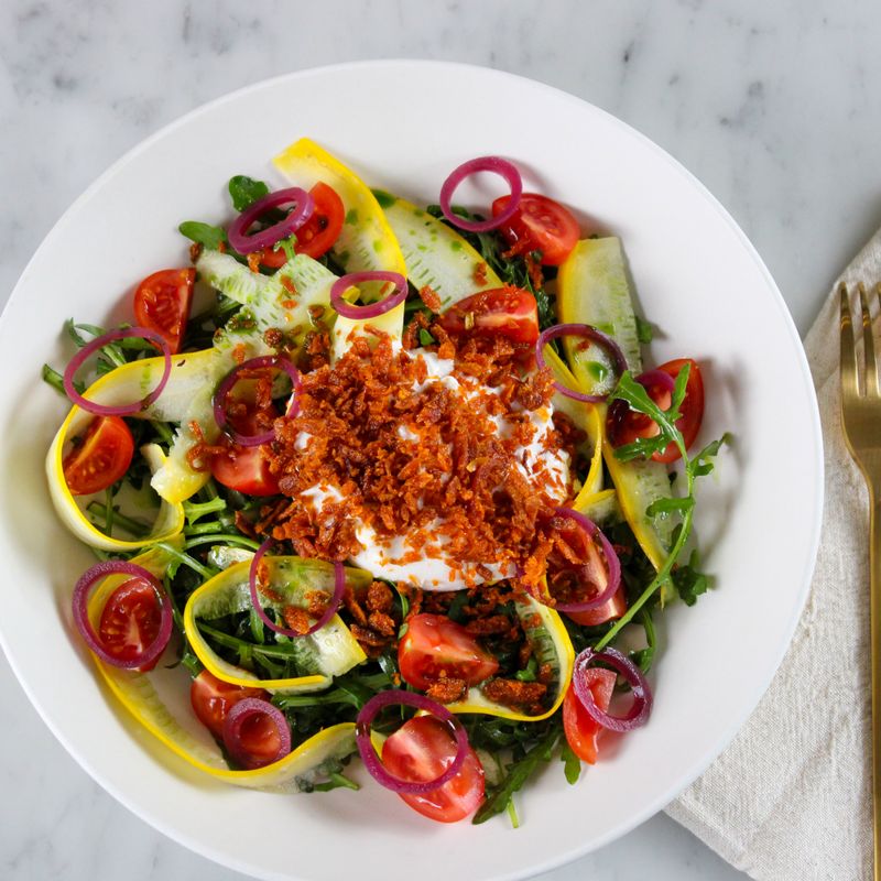 Lyonnaise Lentil and Crispy Bacon Farfalle Salad