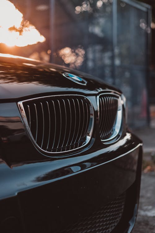 Black BMW Car in Close-Up Photography
