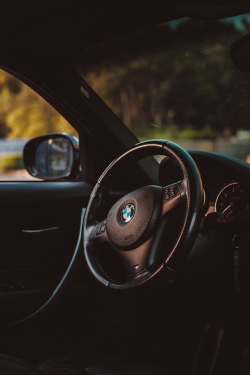 Black BMW Car Steering Wheel