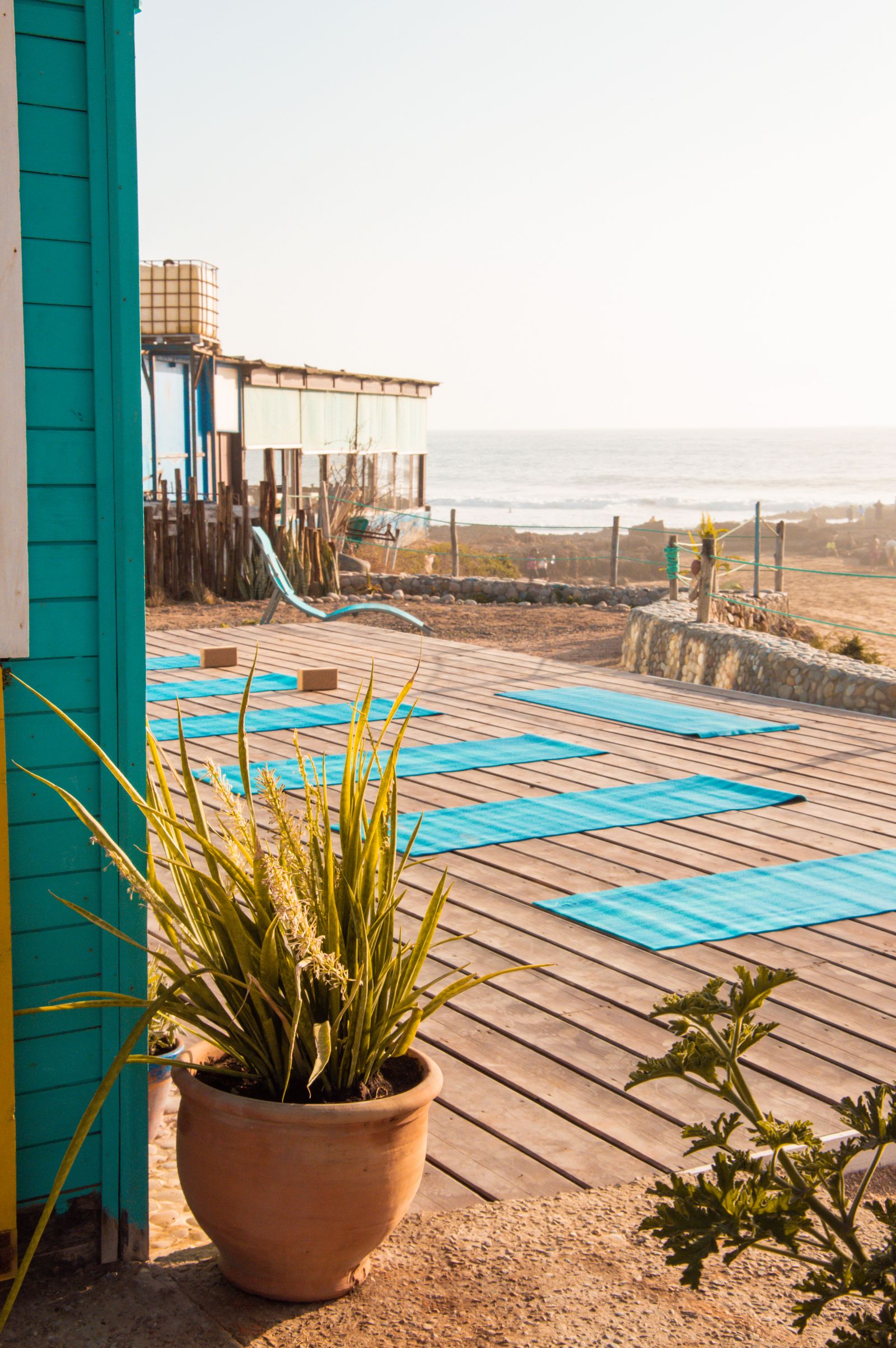 Outdoor yoga deck by the sea