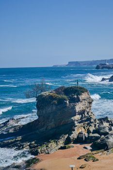 A stunning coastal view in Santander, Spain, showcasing cliffs and the vibrant sea.