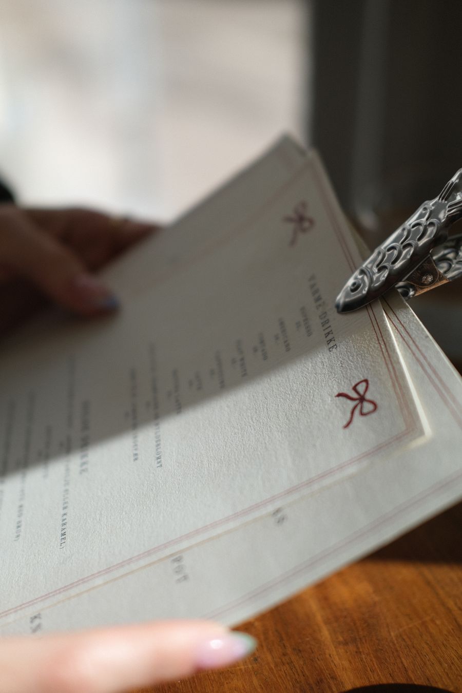 Restaurant kitchen and menu detail