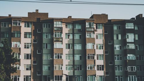 Free Symmetrical view of a residential apartment building facade in Istanbul, Turkey. Stock Photo