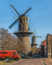 Iconic Windmills on a Sunny Day in Schiedam