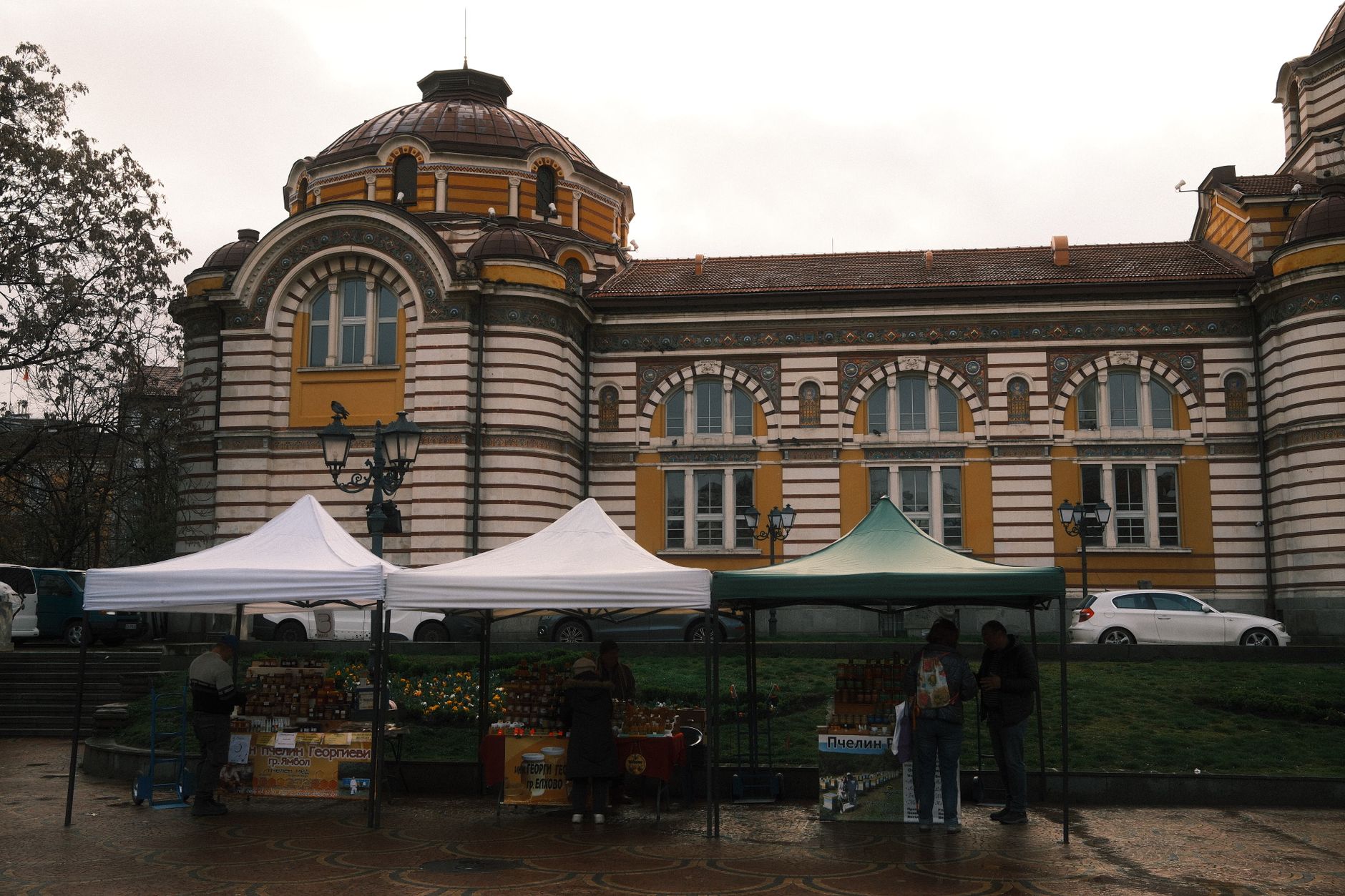 Womens Market stalls at dawn in Vazrazhdane