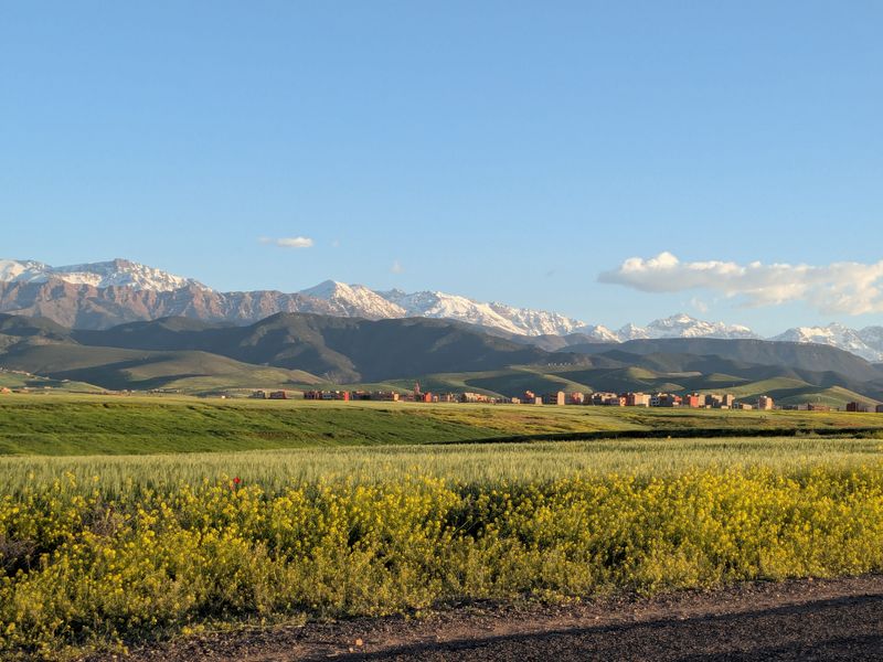 Snow-capped High Atlas mountains above the Ourika Valley