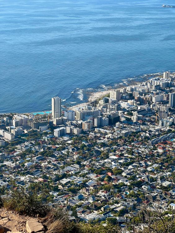 Aerial View of Coastal City and Ocean · Free Stock Photo