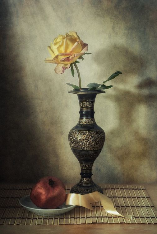 Still Life With Roses Elegant Vintage Still Life with Rose and Pomegranate · Free Stock Photo