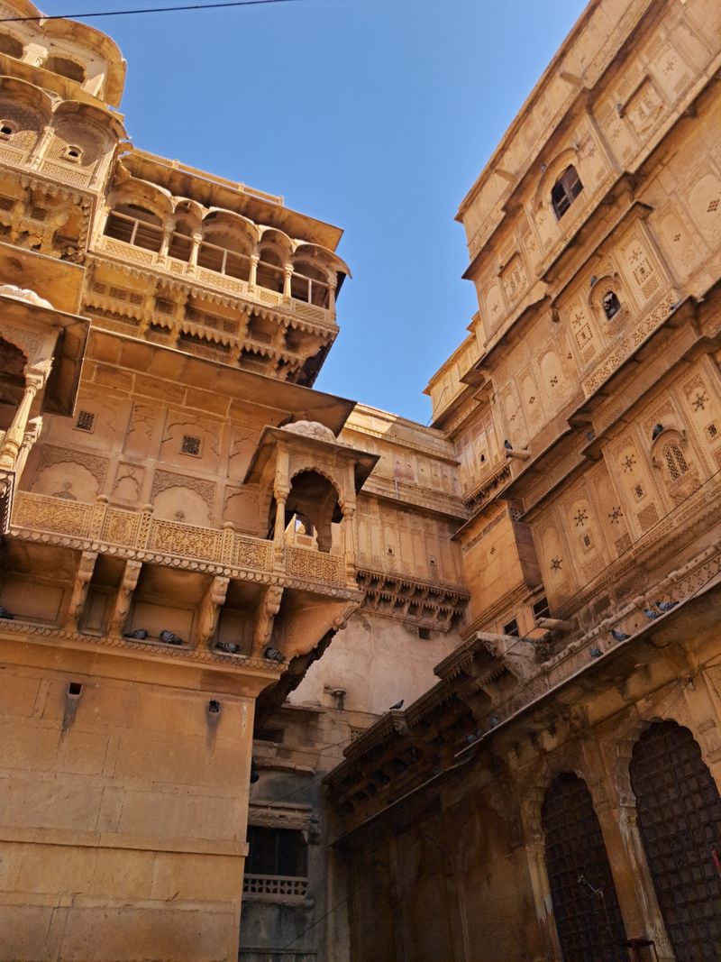Carved sandstone detail on the architecture of Jaisalmer Fort