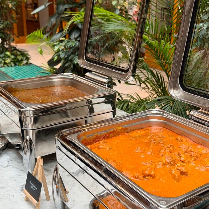 Buffet counter with chafing dishes