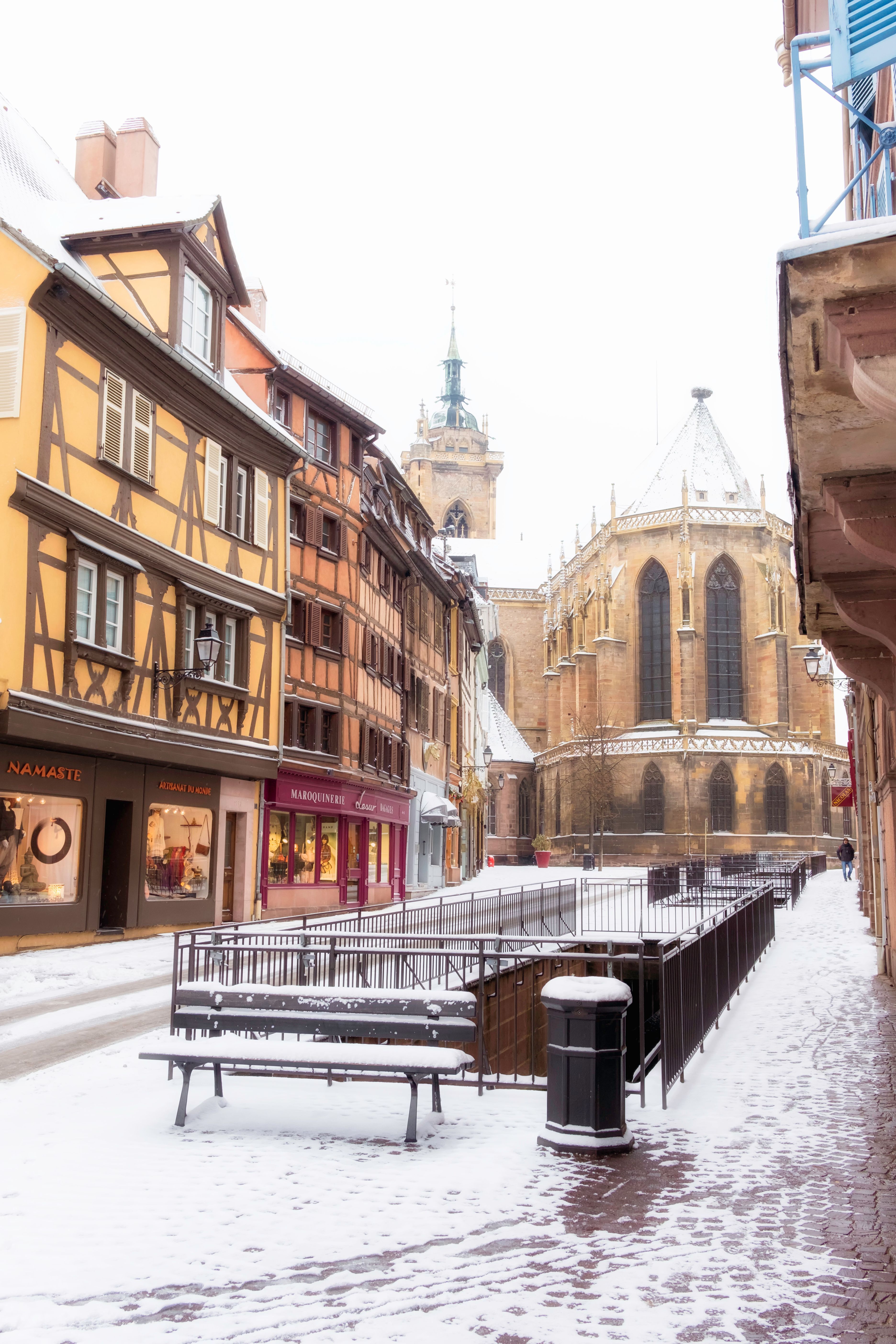 Charming Snowy Street View in Historic Colmar · Free Stock Photo