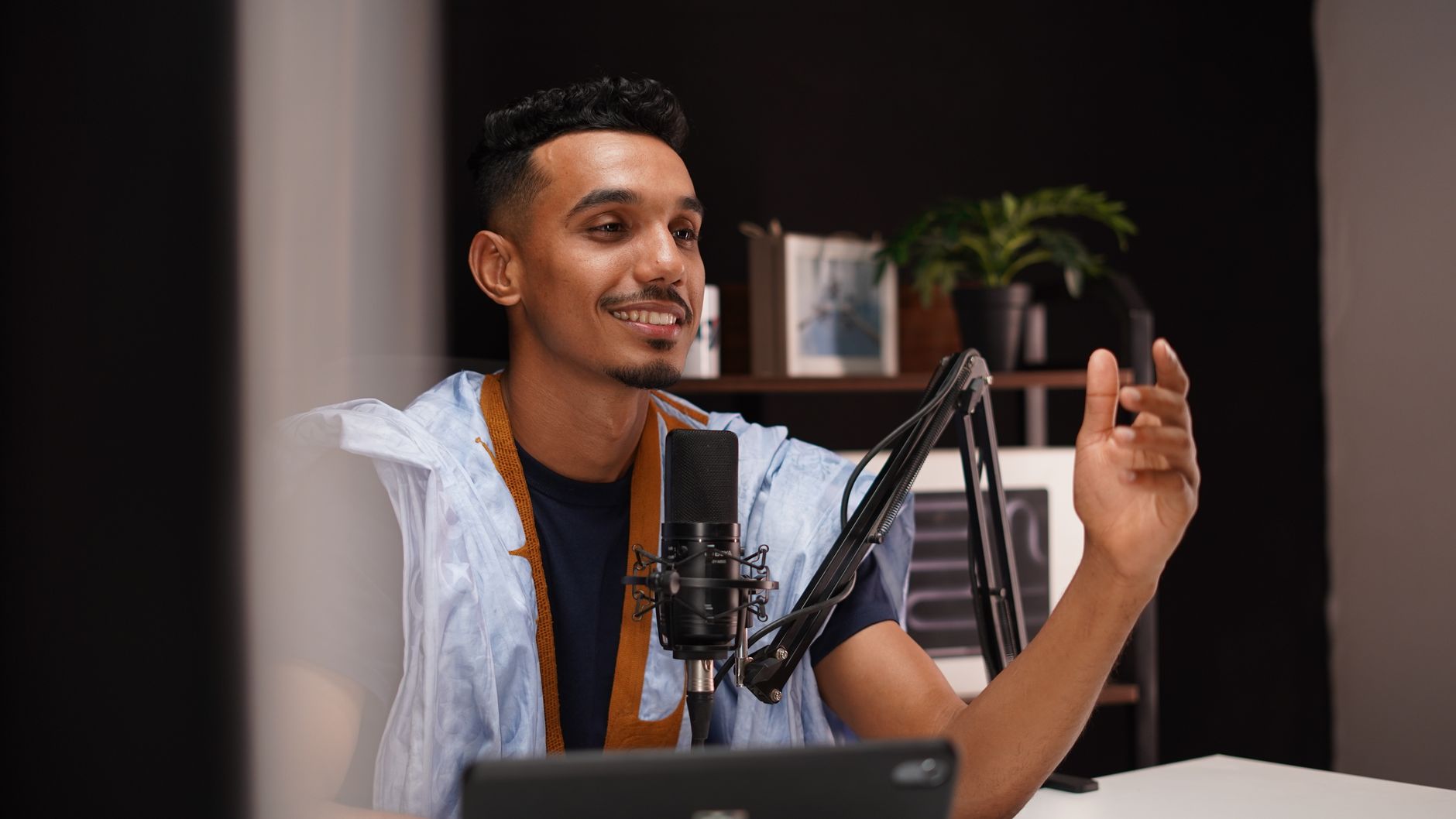creator recording voiceover home studio