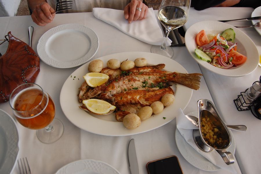 Fresh fish with salad
