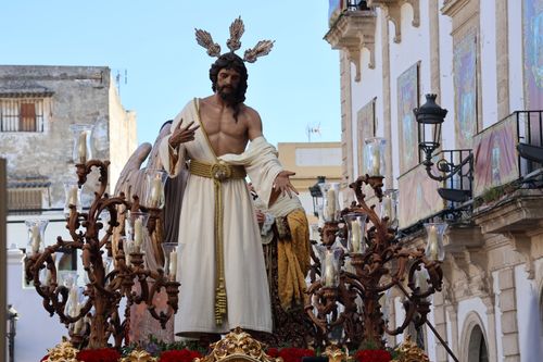 Free Statue of Jesus in a procession during Semana Santa in El Puerto de Santa María, Spain. Stock Photo