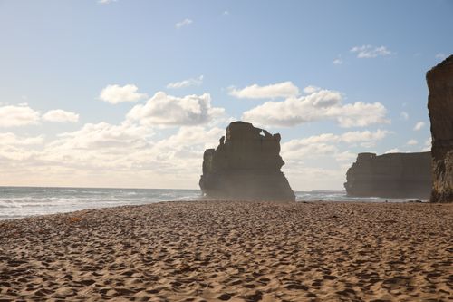 Free Stunning coastal landscape of the Twelve Apostles on Lorne Beach, Victoria, under a bright sky. Stock Photo