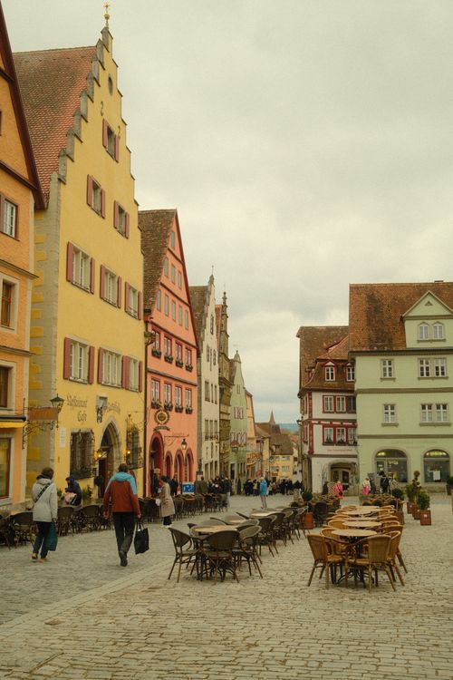 Free Colorful medieval street scene in Rothenburg ob der Tauber, Germany. Stock Photo