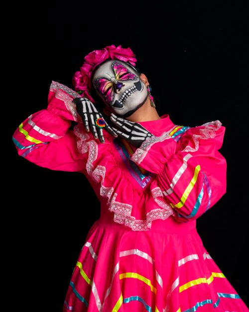 Free Bright depiction of Catrina wearing traditional Mexican dress photographed in Toluca de Lerdo, Mexico. Stock Photo