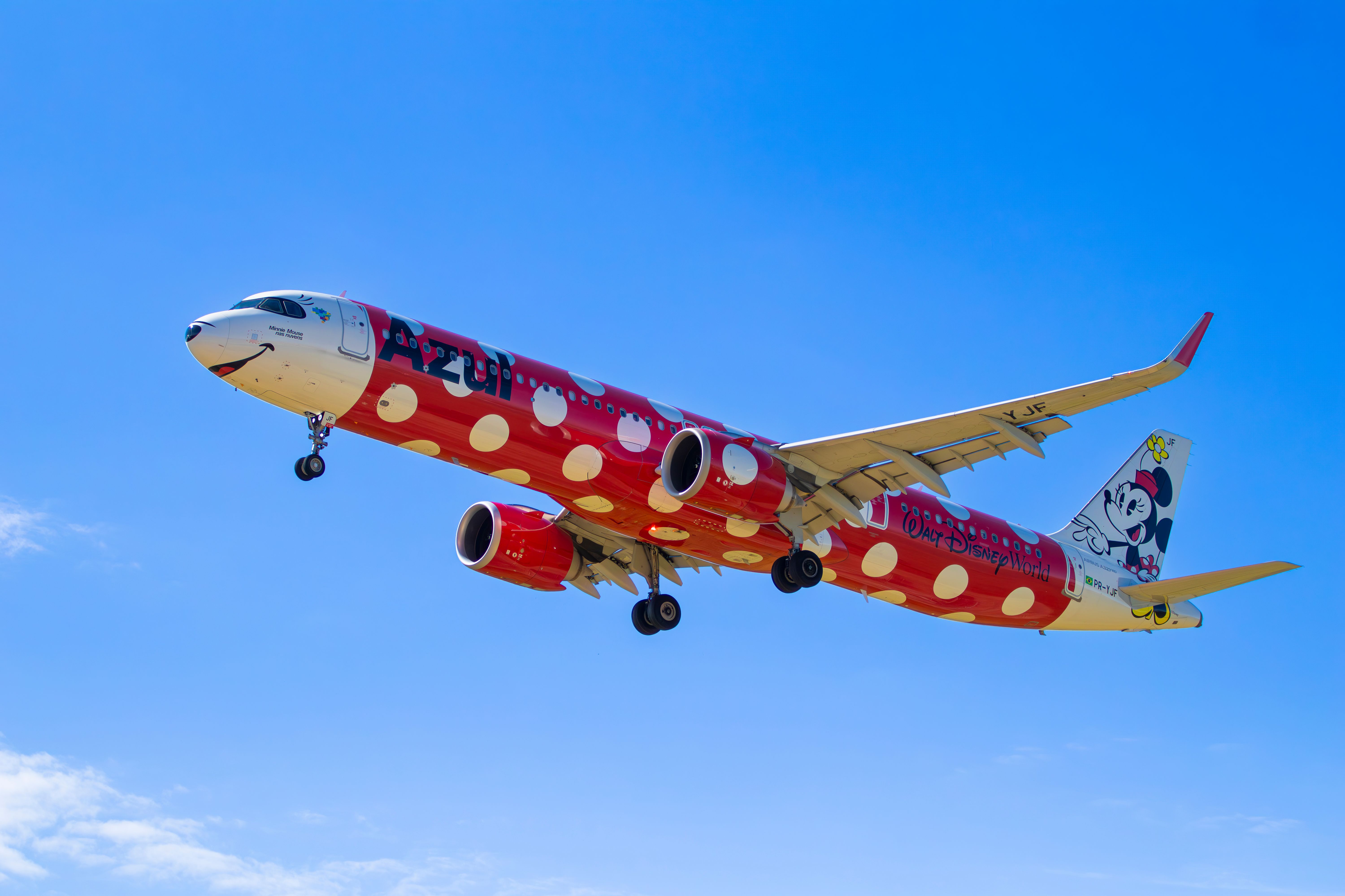 Colorful Airplane with Disney Character Art in Flight · Free Stock Photo