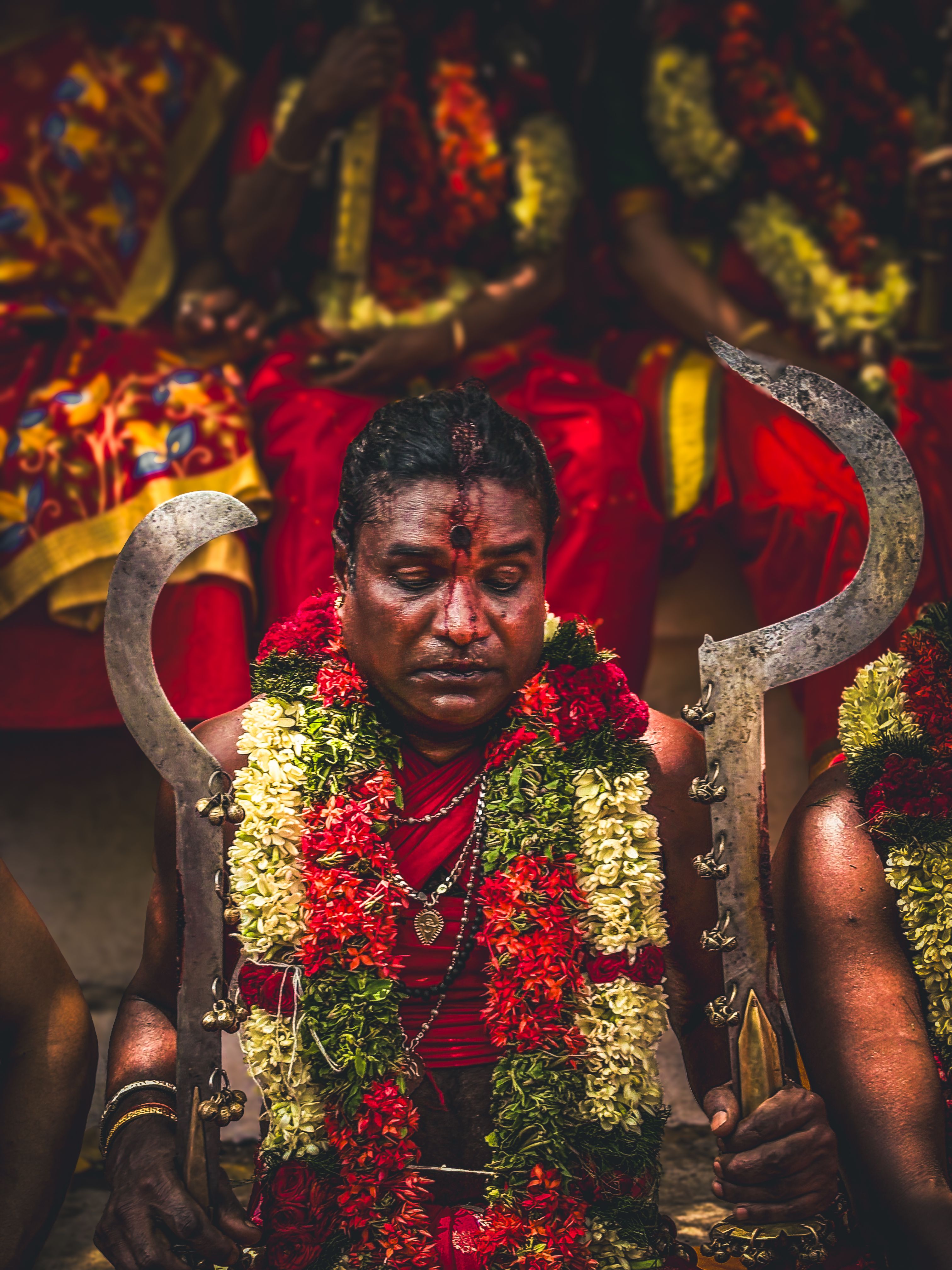 Vibrant scene of a traditional festival in Kodungallur with adorned participants.